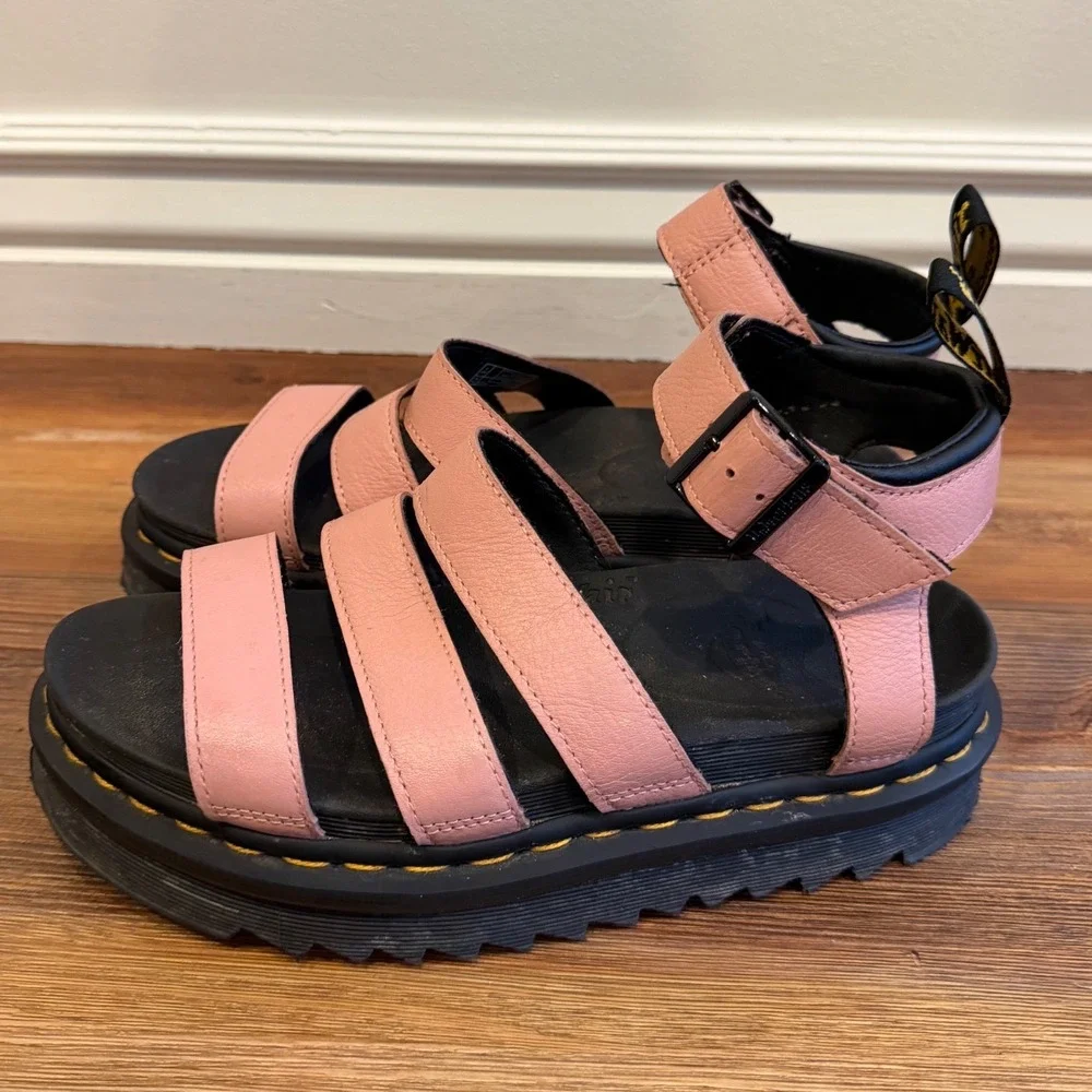 Dr. Martens Blaire Mallow Pink Leather Platform Gladiator Sandals Womens 7